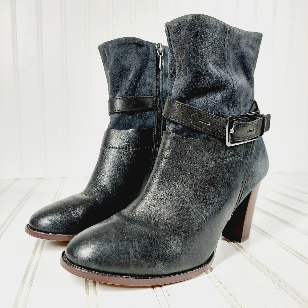 Clarks Kacia Garnet  Women's Boots - Black Leather/Navy Suede E199 - Picture 2 of 16